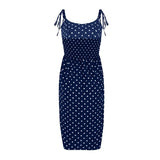 Dresses Sundress Summer Women Causal Polka Dot Sleeveless  Pleated elastic waist MartLion   