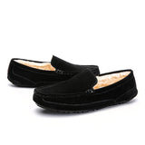 Winter Men's Loafers Casual Shoes Moccasins Breathable Slip On Lazy Warm Driving MartLion black 11 