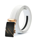 White Men's Belt Automatic Buckle Two-layer Cowhide Youth Korean Version Design Authentic Wild Youth Belt MartLion B 90cm (Waist 75cm) CHINA