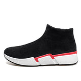 Cotton Shoes Winter Walking Knitting Casual Sneakers Non-slip Wear-resistant Soft Sole Snow Boots Mart Lion Black white red 40 