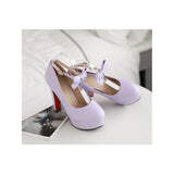 Comfy Elegant Women Shoes Bow Ankle Strap Ultra Mary Jane High Heeled Pumps MartLion   