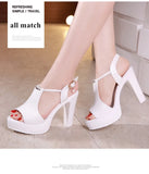 Block Heel Platform Sandals Women Wedding Shoes Summer T Strap High Heels Ladies OL Office MartLion   