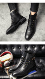 Men's Basic Boots PU Leather Vintage Shoes Zip Winter Autumn Motorcycle MartLion   