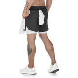 Men's Running Shorts Summer Sportswear Double-deck Jogging Short Pants Gym Fitness Beach Bottoms Workout Training Sport Mart Lion   