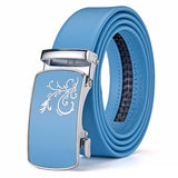 Sky Blue Automatic Buckle Belt for Both Men's and Women Gold Silver Belts 100cm-125cm MartLion   