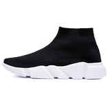 High Top Sock Sneakers Men's Shoes Unisex Basket Flying Weaving Breathable Slip On Trainers Shoes zapatillas mujer Mart Lion 1-Black 5.5 
