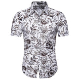 Dot-Print Casual Shirts for Summer Short Sleeve Regular Formal Clothing Men's Office Button Up Blouses Mart Lion   