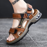 Summer Men's Sandals Genuine Leather Slippers Gladiator Beach Soft Outdoors Wading Shoes Mart Lion   