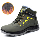 Men's Boots Steel Toe Shoes Work Indestructible Safety Puncture-Proof Work Sneakers Winter MartLion 678-greenfur 36 