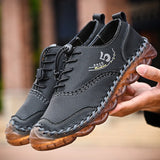 Men's Genuine Leather Casual Shoes Outdoor Hiking Moccasins Breathable Soft Non-slip Rubber Sole MartLion   