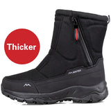 Men's Boots Winter Shoes Snow Waterproof Non-slip Thick Fur Winter Boot For -40 Degrees zip Platform MartLion Black 12001 7.5 