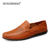 Spring Summer Men's Breathable Casual Shoes Genuine Leather Loafers Non-slip Boat Moccasins Mart Lion   