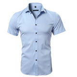 Bamboo Fiber Shirt Men Summer Short Sleeve Men's Dress Shirts MartLion   