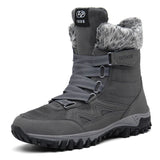 Winter Men's Boots Warm Plush Snow Casual Shoes Outdoor Work Handmade Zapatos De Hombre MartLion 1812 dark gray 35 