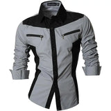 Spring Autumn Features Shirts Men's Casual Shirt Long Sleeve Casual Shirts MartLion K018-Gray US S CHINA