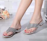 Sliders Shoes Women Summer Footwear Low Heel Silver Rhinestone Gold MartLion   