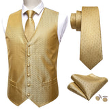 Barry Wang Men's Suit Vest Orange Paisley Waistcoat Silk Tailored Collar V-neck Check Vest Tie Set Formal Leisure M-2042 Mart Lion M-2033 S 