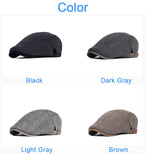 Newsboy Cap Men's Winter Wool Thick Warm Vintage Herringbone Casual Stripe Berets Gatsby Flat Hat Peaked Cap Adjustable MartLion   