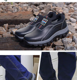 men's casual steel toe covers working safety shoes construction site worker genuine leather platform security boots Mart Lion   