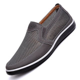 Summer Mesh Shoes Men's Slip-On Flat Sapatos Hollow Out Father Casual Moccasins Basic Espadrille Mart Lion 16 Grey 5.5 