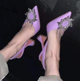 women Pumps luxury Crystal High heels Summer bride Shoes triangle Heeled Party Wedding Shoes MartLion   