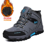 Men's Winter Snow Boots Waterproof Leather Sneakers Super  Warm Men's Boots Outdoor Hiking Work MartLion Gray 41 