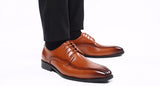 Men's Leather Dress Shoes Classic Retro Derby Lace-Up Wedding Party Office Oxfords Flats Mart Lion   