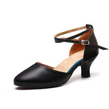 Girls Modern Latin Dance Shoes Women for Ladies Ballroom Tango Closed Toe Rubber sole 3.5/5.5CM Heels MartLion 3.5CM Black 39 CHINA