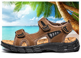 Summer Men's Sandals Outdoor Non-slip Beach Handmade Genuine Leather Shoes Sneakers Mart Lion   