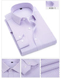 men's striped long sleeved non-iron slim fit dress shirts Solid Twill Social Clothing Mart Lion   