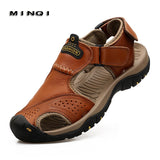 summer men's sandals cow suede leather outdoor leather beach shoes Roman casual Mart Lion   