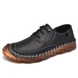 spring and summer men's shoes lace-up outdoor casual cowhide leather soft-soled moccasin Mart Lion Black 587 6.5 