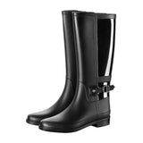 Ladies Waterproof Yellow Rain Boots Female Knee-high Women Rubber Rain Girls Shoes Rainboots PVC Rain MartLion black 5 