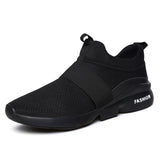 Men's Sneakers Slip-On Shoes Lightweight Breathable Footwear Casual Sport Mesh Jogging Mart Lion Black 6 