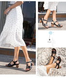 Women's Sandals Elegant Square Heel Summer Shoes Workout Breathable Pu Leather Female Footwear White Dress Mart Lion   