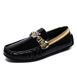 Men's Leather Moccasins Breathable Casual Driving Shoes Outdoor Slip Lazy Shoes MartLion Black 6.5 CHINA