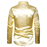 Men's Silk Satin Smooth Shirt Luxury Gold Sequin Tuxedo Shirt Party Stage Performance Wedding Dress Shirts Chemise Homme MartLion   