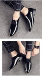 Men's Wedding White Shoes Rubber Sole Dress Lether Flats Patent Leather Shoes MartLion   