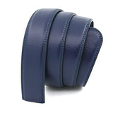 Men's Blue Genuine Leather Dress Belt Ratchet Automatic Buckle Belts MartLion Blue Strap 120cm 36to37 Inch 