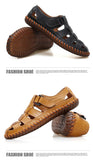 Summer Men's Sandals Leisure Beach Shoes Genuine Leather Mart Lion   