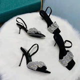 Star style Luxury Rhinestones Women Sandals Elegant stiletto High heels Gladiator Summer Party Prom shoes MartLion   