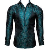 Barry Wang Luxury Red Paisley Silk Shirts Men's Long Sleeve Casual Flower Shirts Designer Fit Dress MartLion   