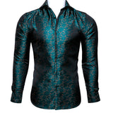 Barry Wang Gold Rose Paisley Silk Shirt Men's Long Sleeve Casual Flower Shirts Designer Fit Dress MartLion CY-0023 S 