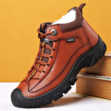 Men's Snow Boots Winter Warm Leather High Shoes wool Retro Casual Boots Hombre MartLion Brown 6 