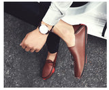 Summer Loafers Men's Shoes Leather Breathable Red Sole Hand-made Autumn Driving Soft MartLion   
