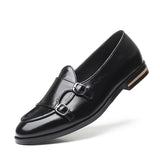 Men's Cusual Leather Shoes Wedding Party Slip-on Buckle Loafers Moccasins Driving Flats Mart Lion Black 6 