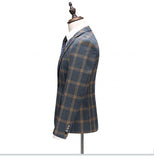 Plaid Designs Lapel Men's Suit Tailor Made Groom Tuxedos Wedding 3 Piece Suits Blazer (Jacket+Pants+Vest) Mart Lion   