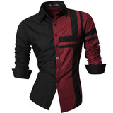 Spring Autumn Features Shirts Men's Casual Shirt Long Sleeve Casual Shirts MartLion K014-WineRed US S CHINA