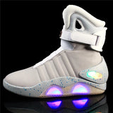 Adults USB Charging Led Luminous Shoes Men's Light Up Casual back to the Future Glowing Sneakers MartLion White USB 6.5 