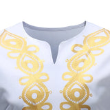 White Dashiki Print T Shirt Men's Autumn Streetwear Casual Clothes Slim Fit Long Sleeve Camisa Masculina MartLion   